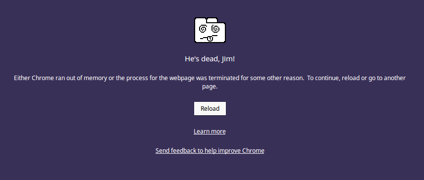 Fix Google Chrome error He’s Dead, Jim!