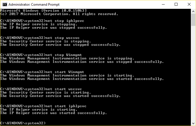 Исправьте высокую загрузку ЦП WmiPrvSE.exe, перезапустив несколько служб Windows.