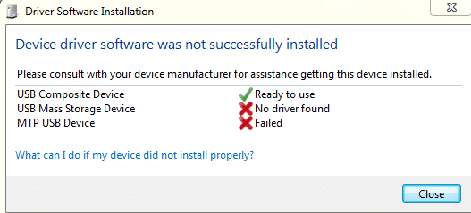 Fix MTP USB Device Driver Installation Failed