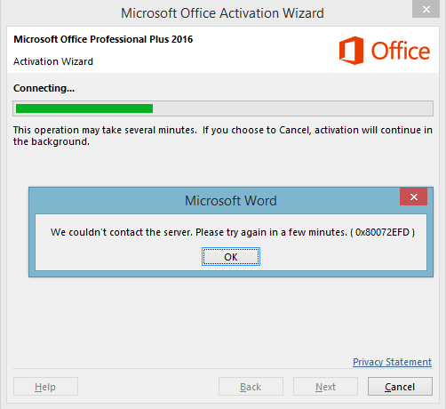 Fix Office 365 activation error We couldn't contact the server