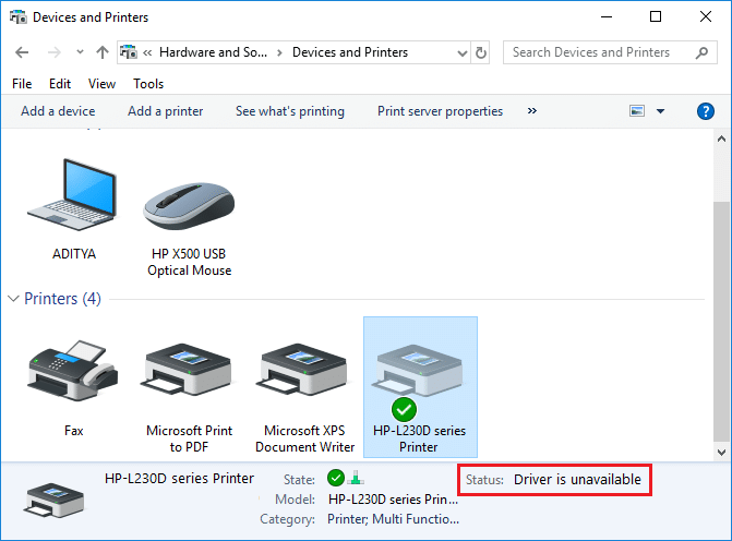 Fix Printer Driver is unavailable on Windows 10