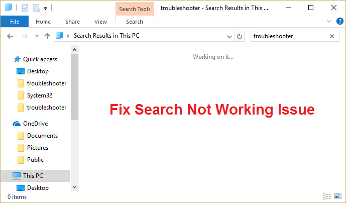 Fix Search Not Working Issue in Windows 10
