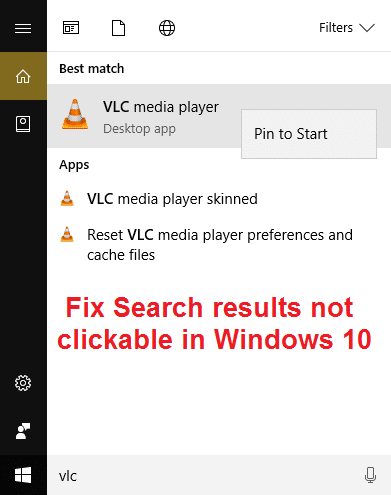 Fix Search results not clickable in Windows 10