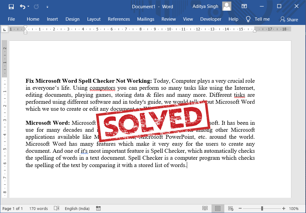 Fix Spell Check Not Working in Microsoft Word