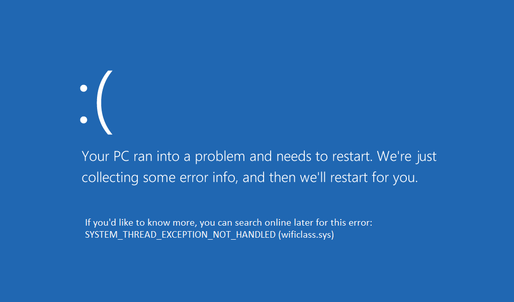 Fix System Thread Exception Not Handled Error Windows 10 wificlass.sys