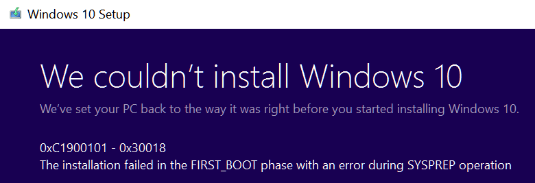 Fix The Installation Failed In The First Boot Phase Error