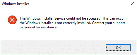 Исправить ошибку «Не удалось получить доступ к службе установщика Windows».
