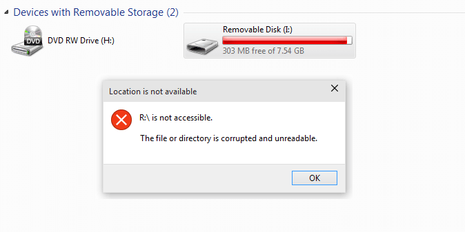 Fix The file or Directory is corrupted and unreadable
