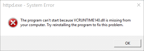 Fix The program can’t start because VCRUNTIME140.DLL is missing from your computer