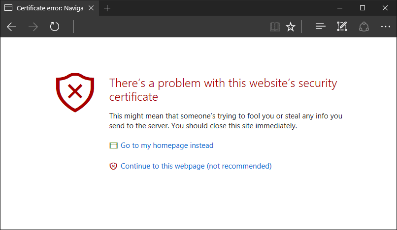 Fix There is a problem with this website’s security certificate