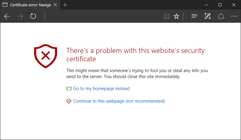 Fix There is a problem with this website’s security certificate error