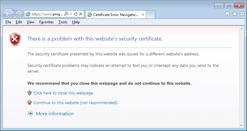 Fix There is a problem with this website’s security certificate
