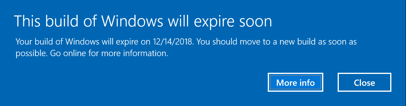 Fix This Build of Windows Will Expire Soon