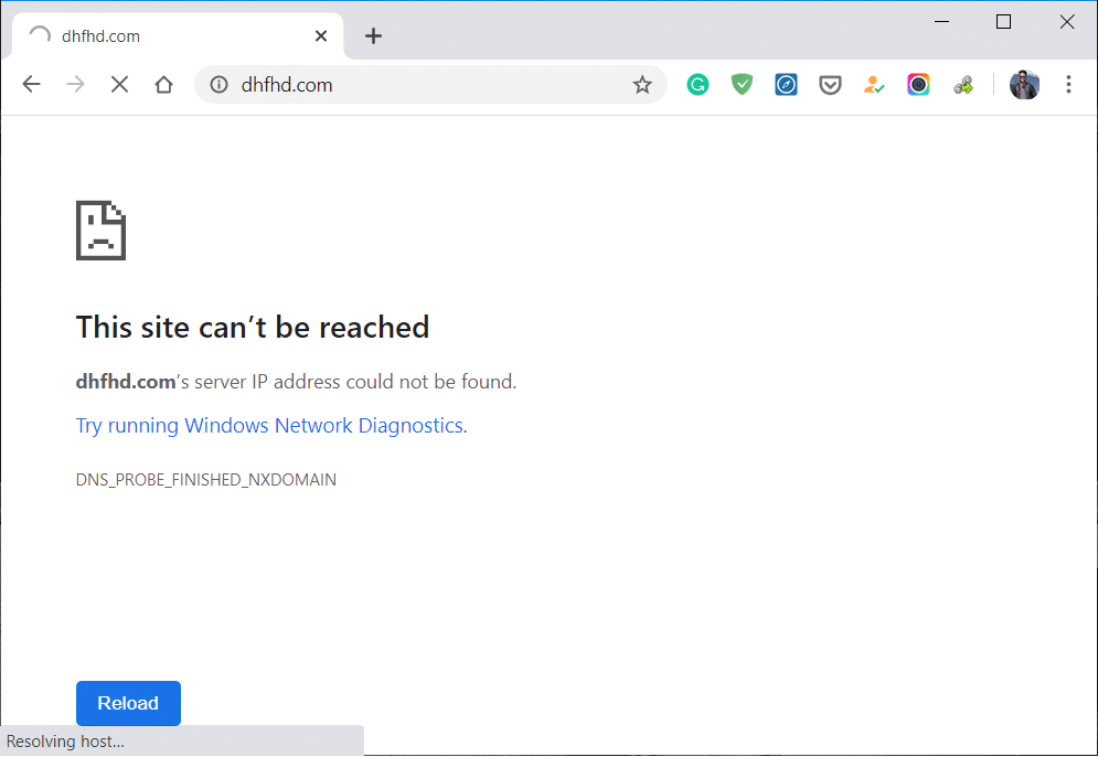 Pag-ayo Kini nga site dili maabot nga sayup sa Google Chrome