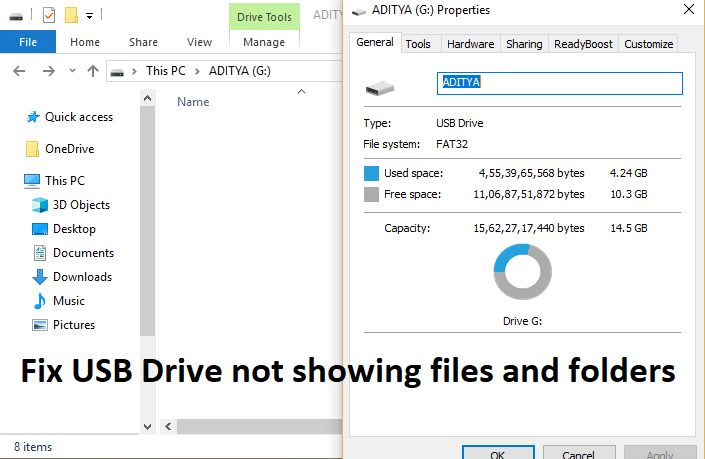 Fix USB Drive not showing files and folders