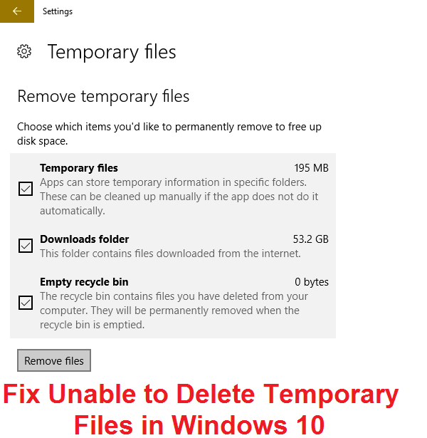 Fix Unable to Delete Temporary Files in Windows 10