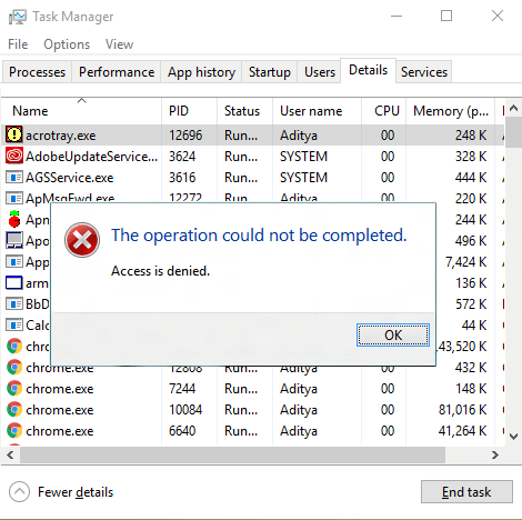 Fix Unable to change process priority in Task Manager