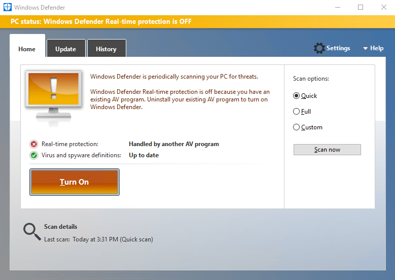 Fix Unable to turn ON Windows Defender
