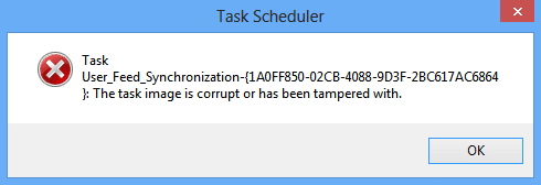 Fix User_Feed_Synchronization The task image is corrupt or has been tampered with error