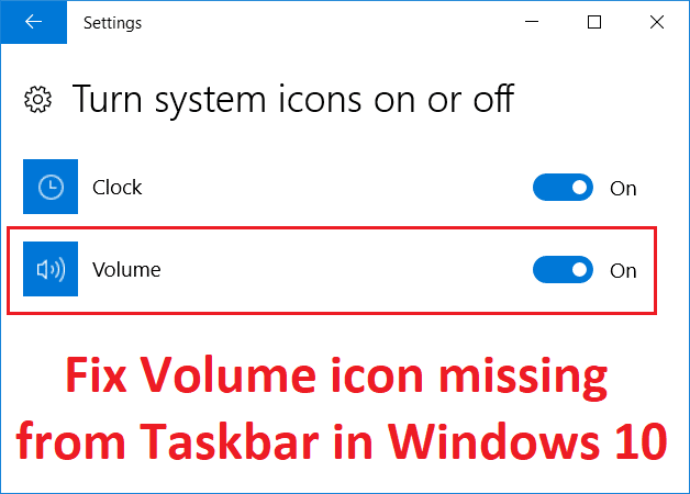 Herstel Volume-ikoon ontbreek op taakbalk in Windows 10