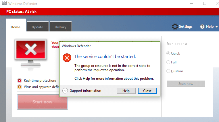 Fix Window Defender Error 0x800705b4