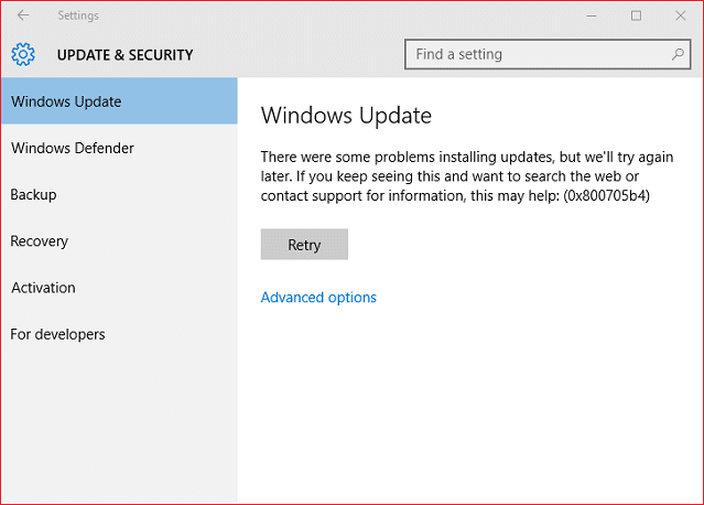 Fix Windows 10 Update Error 0x800705b4