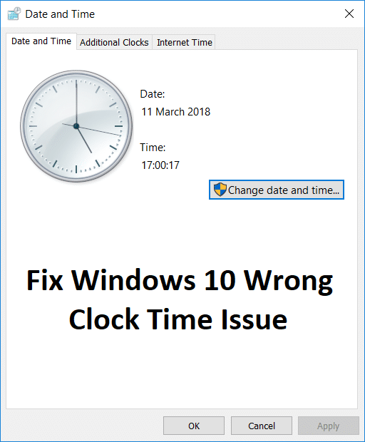 Fix Windows 10 Wrong Clock Time Issue