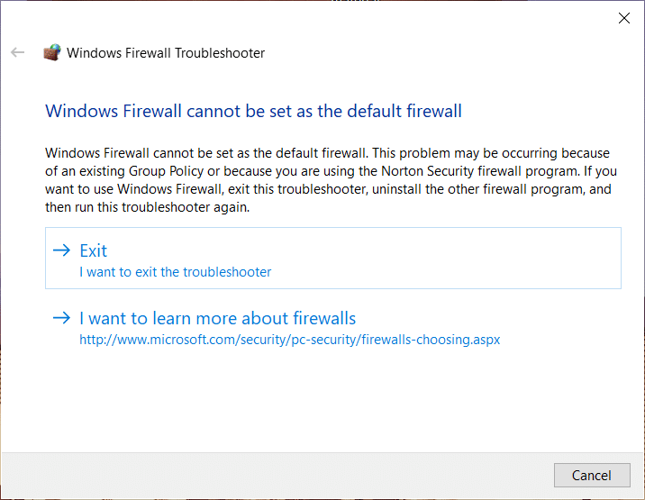 Fix Windows Firewall problems in Windows 10