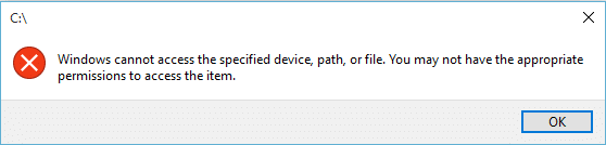 Windows cannot access the specified device, path, or file error [FIXED]