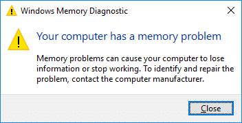 Fix Uw computer heeft een geheugenprobleem