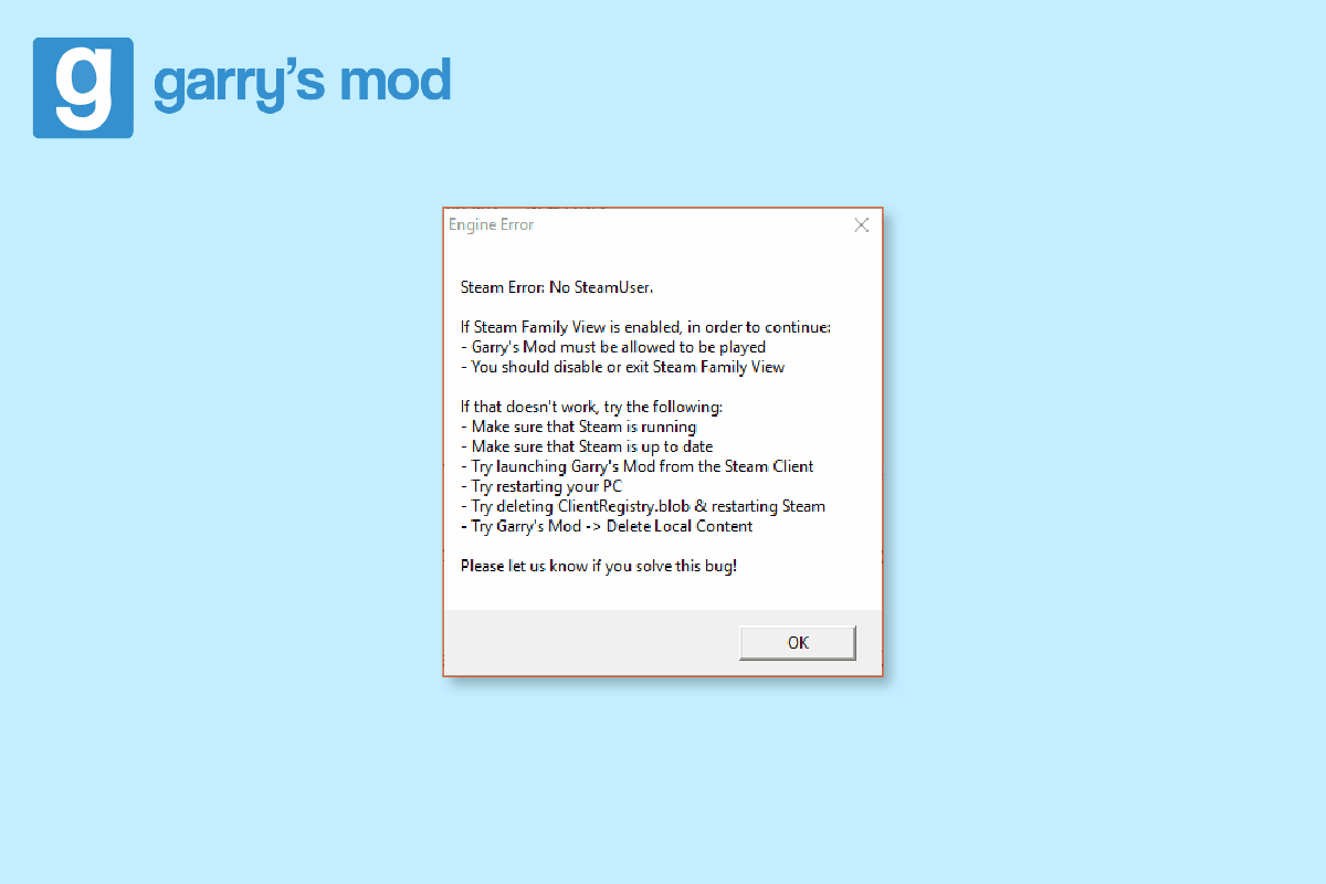 Fix No Steam User Steam Error on Garry’s Mod