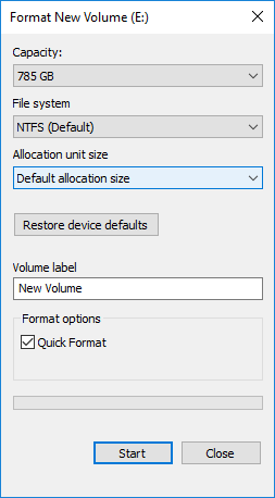 Format Disk or Drive in File Explorer