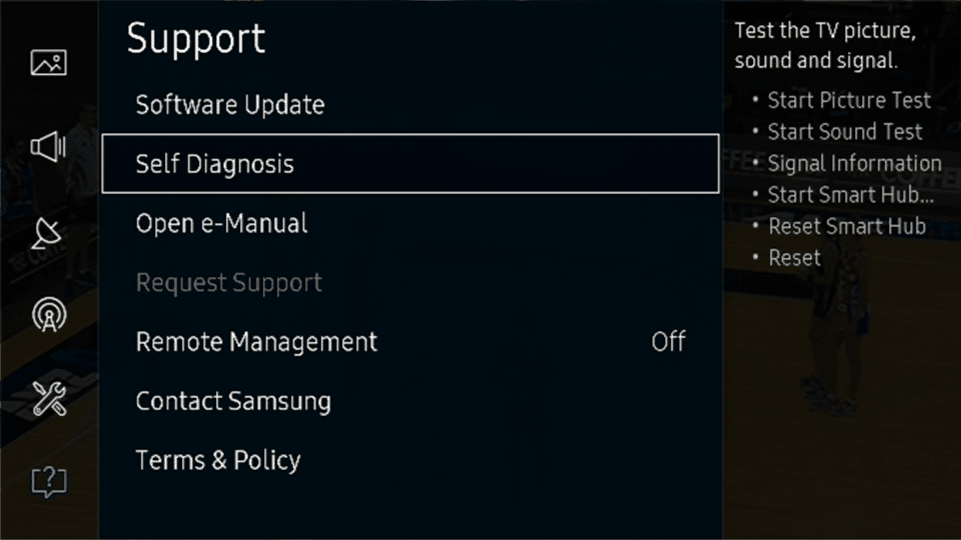 From Support select Select Diagnosis