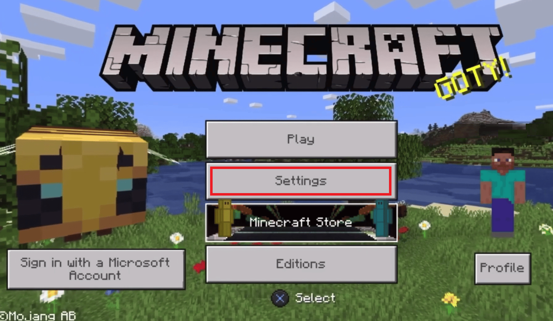 From the Minecraft Game Home Screen on PS4, select Settings | login Minecraft with Microsoft account on PS4