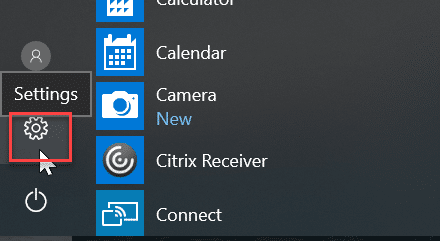 From the Start Menu click on the Settings icon