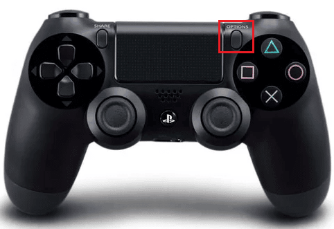 На экране игры Warzone на PS4 нажмите кнопку «Параметры» на контроллере PS4.