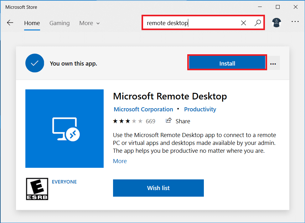 From the Windows Store, download the Microsoft Remote Desktop app