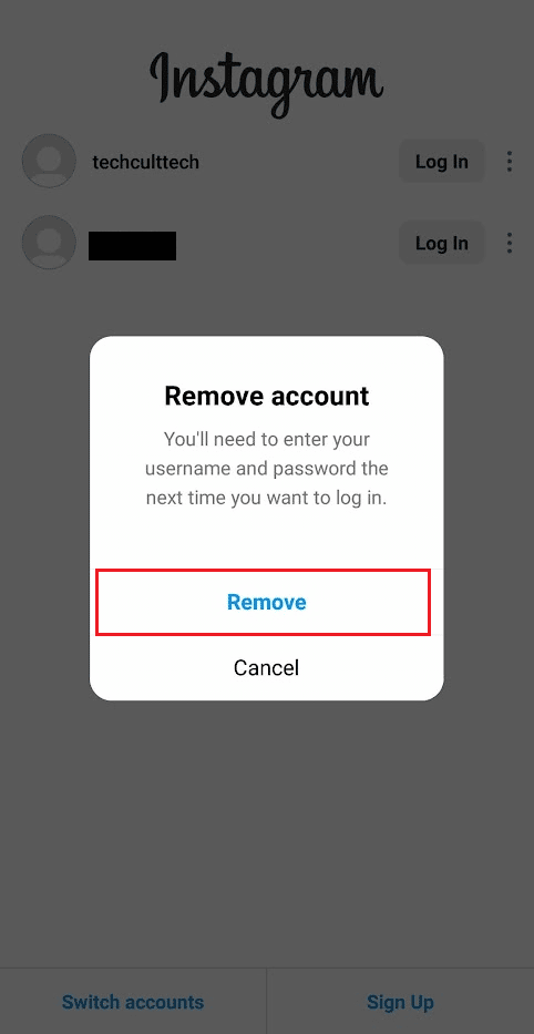 From the confirmation popup, tap on Remove