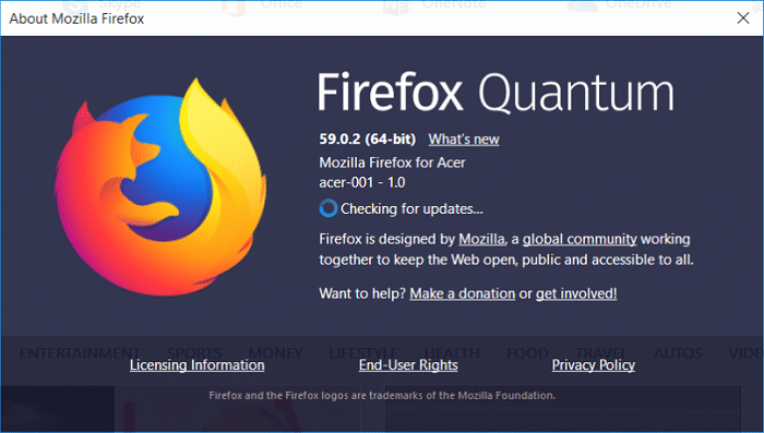 Dans le menu cliquez sur Aide puis À propos de Firefox