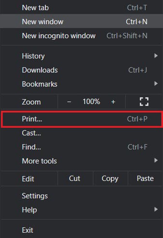 From the options click on Print | How to Print When You Don’t Have a Printer