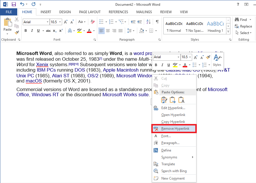  | Remove Hyperlinks from Word Documents