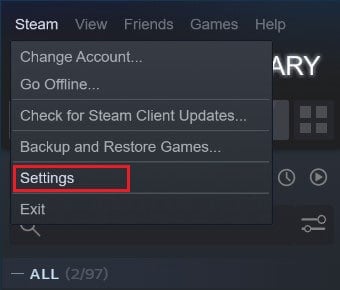 From the options that appear, click on settings