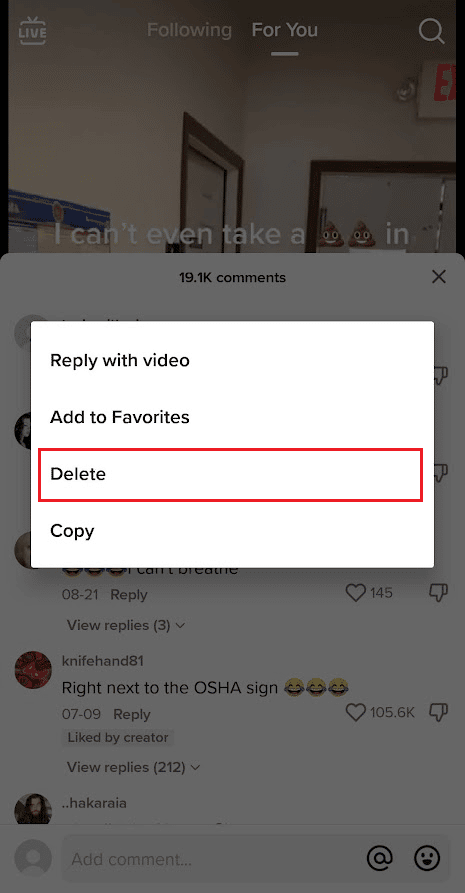 From the popup menu, tap on Delete