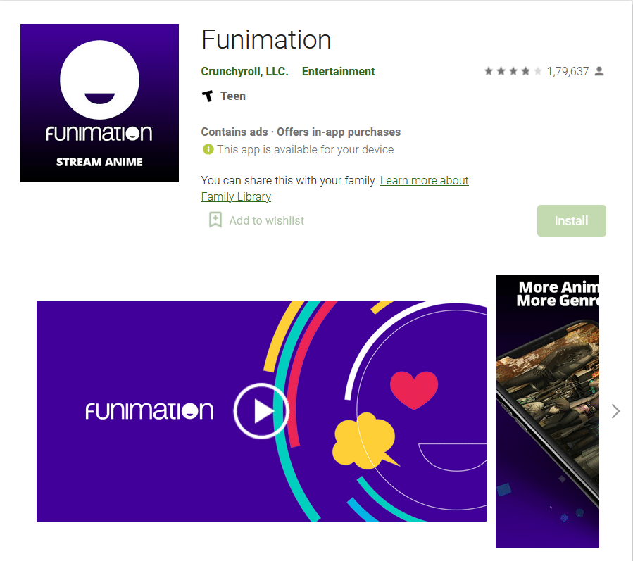 Funimation play store