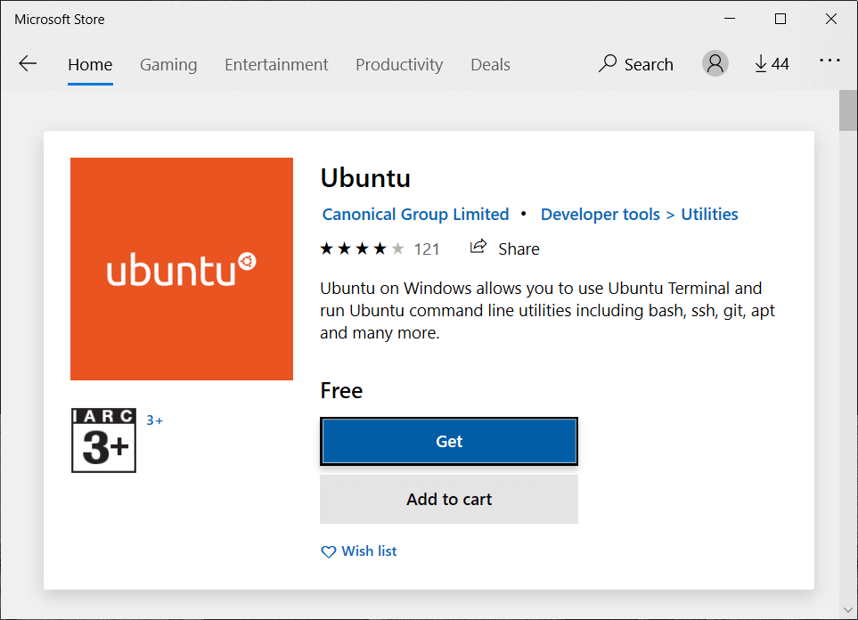 Get Ubuntu in Microsoft Store