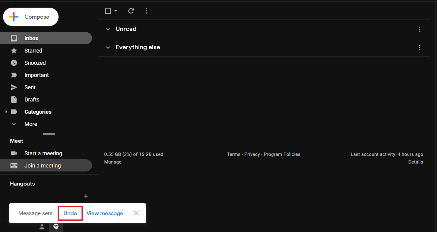 Get the options to Undo and View Message | Recall an Email You Didn't Mean to Send in Gmail