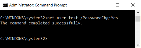 Give password change privileges to the user using command prompt