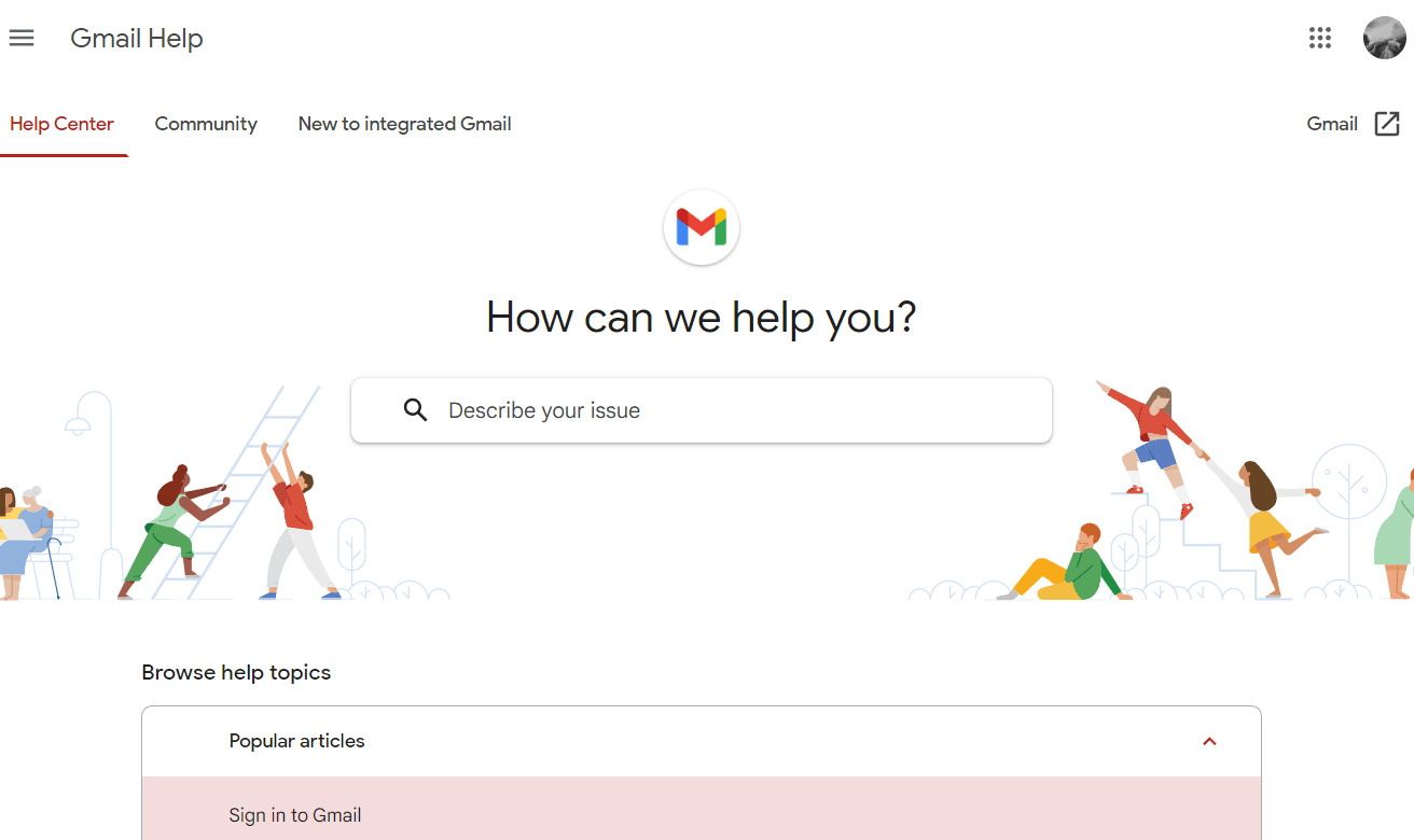 Gmail Help page