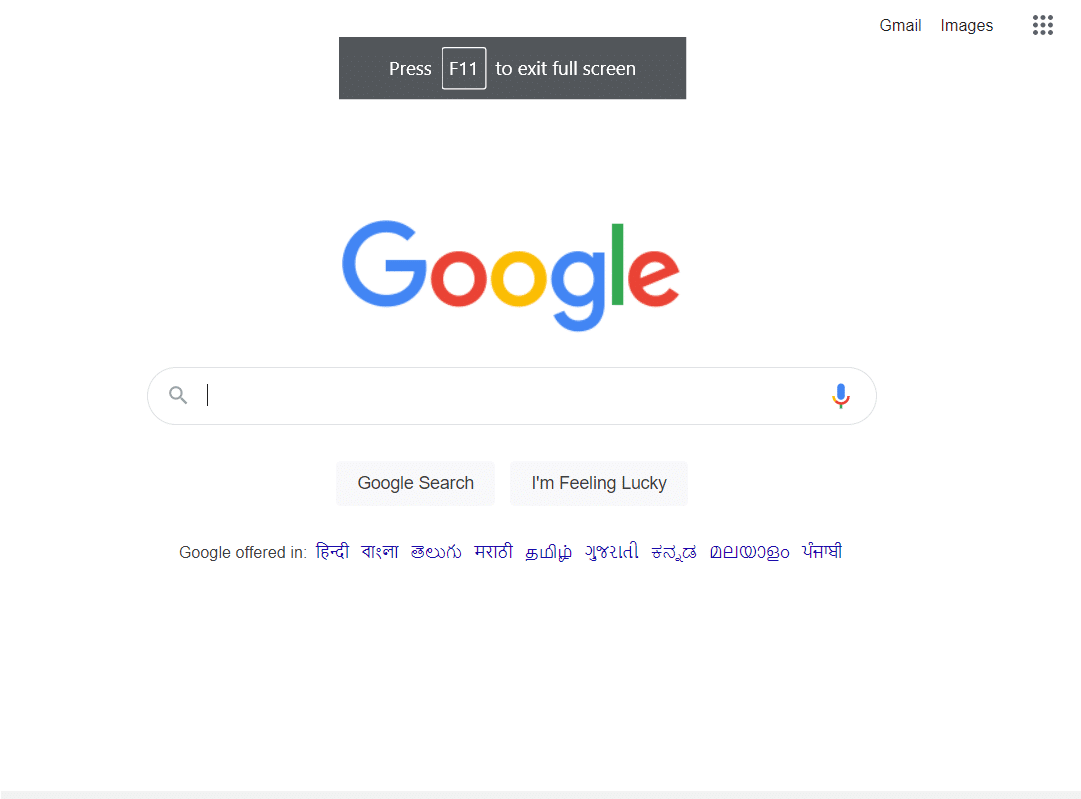 Go Full Screen in Google Chrome