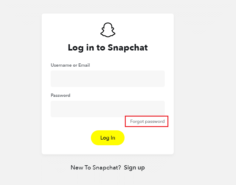 Go to the official website of Snapchat then click on Forget Password